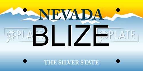 BLIZE Nevada License Plate