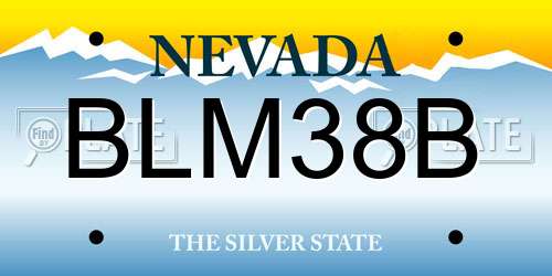 BLM38B Nevada License Plate