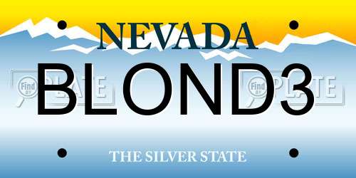 BLOND3 Nevada License Plate