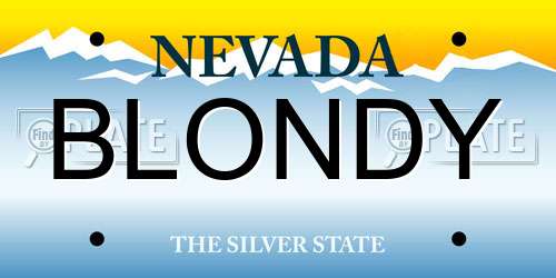 BLONDY Nevada License Plate