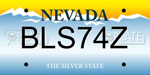BLS74Z Nevada License Plate