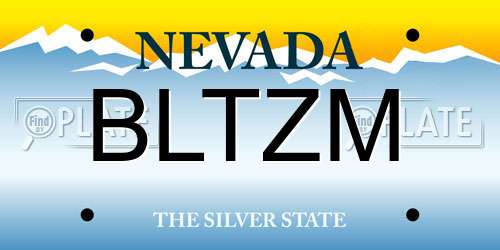 BLTZM Nevada License Plate