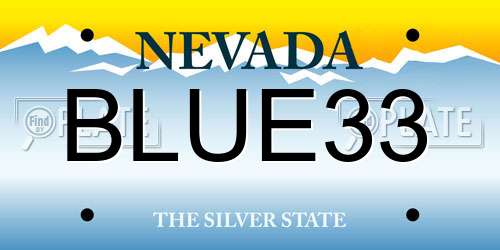 BLUE33 Nevada License Plate