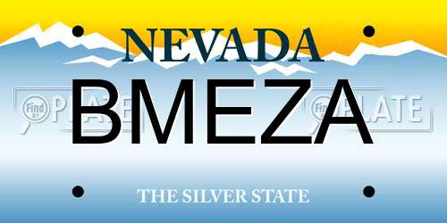 BMEZA Nevada License Plate