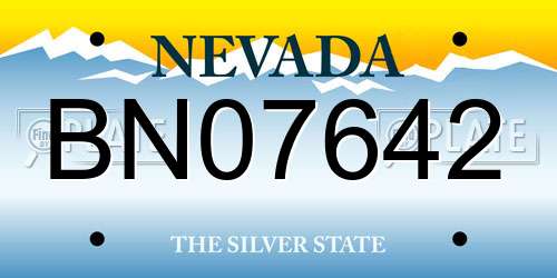 BN07642 Nevada License Plate