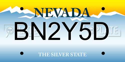 BN2Y5D Nevada License Plate