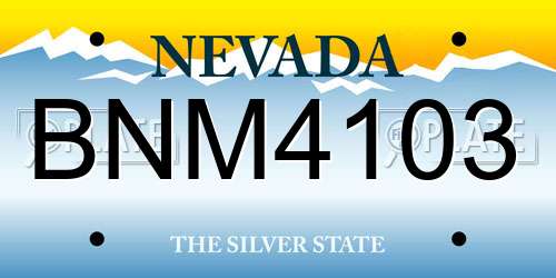 BNM4103 Nevada License Plate