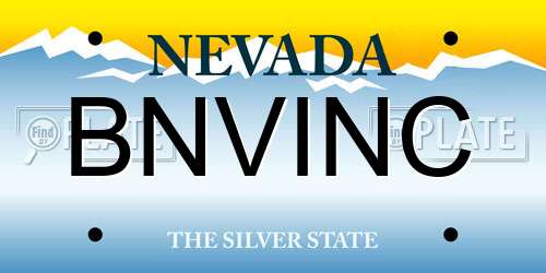 BNVINC Nevada License Plate