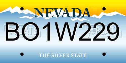 BO1W229 Nevada License Plate