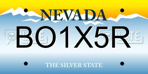 BO1X5R Nevada License Plate