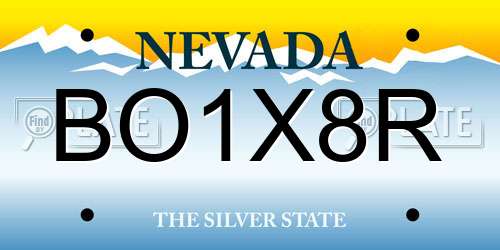 BO1X8R Nevada License Plate