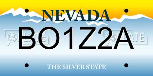 BO1Z2A Nevada License Plate