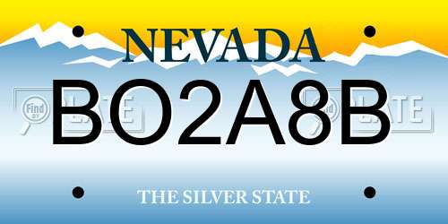 BO2A8B Nevada License Plate