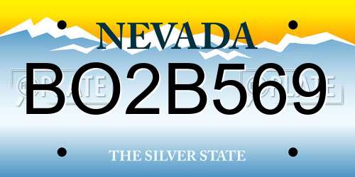BO2B569 Nevada License Plate