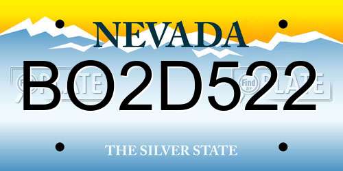 BO2D522 Nevada License Plate