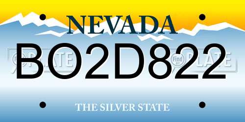 BO2D822 Nevada License Plate