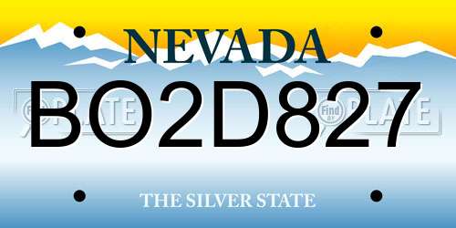 BO2D827 Nevada License Plate