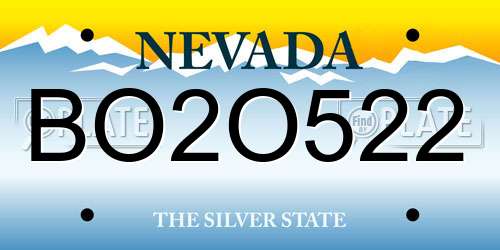 BO2O522 Nevada License Plate