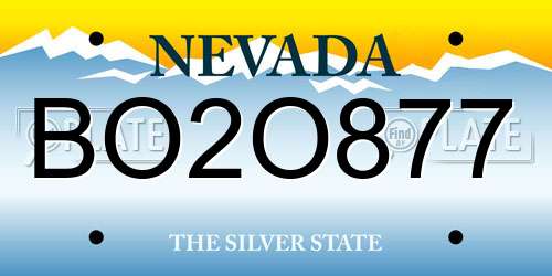 BO2O877 Nevada License Plate
