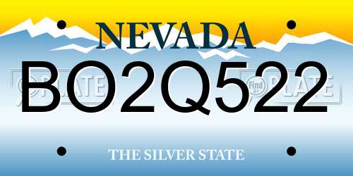 BO2Q522 Nevada License Plate