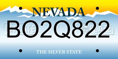 BO2Q822 Nevada License Plate