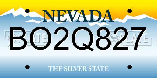 BO2Q827 Nevada License Plate