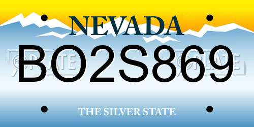 BO2S869 Nevada License Plate