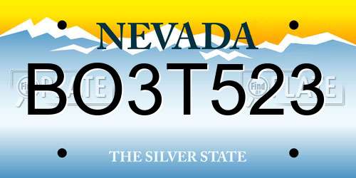 BO3T523 Nevada License Plate