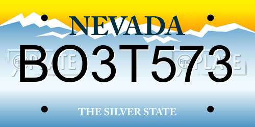 BO3T573 Nevada License Plate