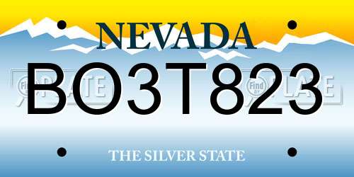 BO3T823 Nevada License Plate