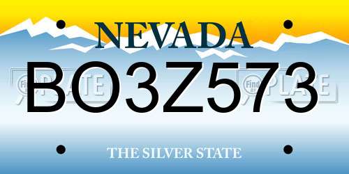 BO3Z573 Nevada License Plate