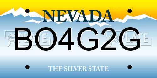 BO4G2G Nevada License Plate