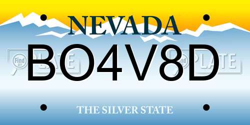 BO4V8D Nevada License Plate