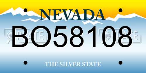 BO58108 Nevada License Plate