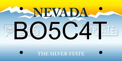 BO5C4T Nevada License Plate