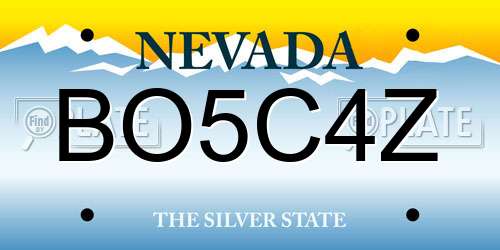 BO5C4Z Nevada License Plate