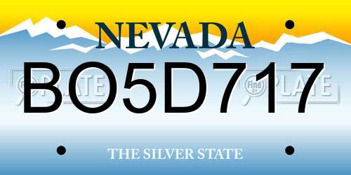 BO5D717 Nevada License Plate