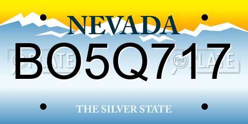 BO5Q717 Nevada License Plate