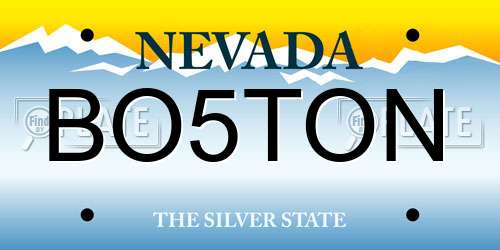 BO5TON Nevada License Plate