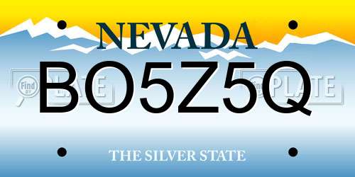 BO5Z5Q Nevada License Plate