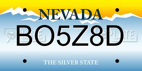 BO5Z8D Nevada License Plate