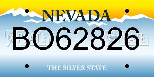 BO62826 Nevada License Plate