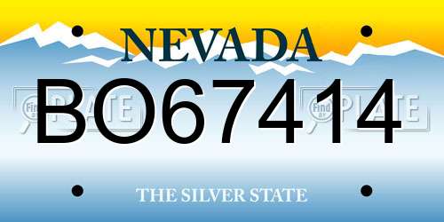 BO67414 Nevada License Plate