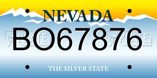 BO67876 Nevada License Plate