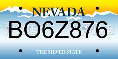BO6Z876 Nevada License Plate