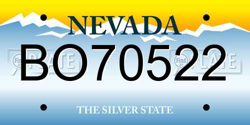 BO70522 Nevada License Plate