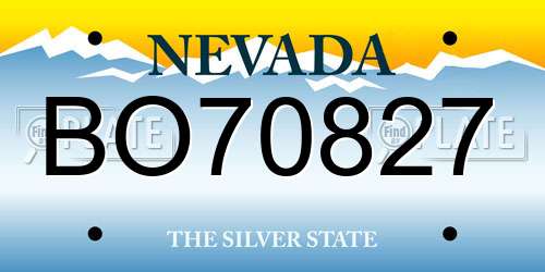 BO70827 Nevada License Plate
