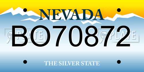 BO70872 Nevada License Plate