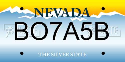 BO7A5B Nevada License Plate