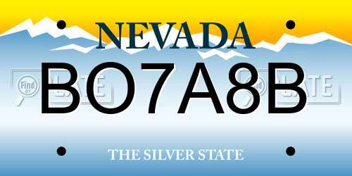 BO7A8B Nevada License Plate